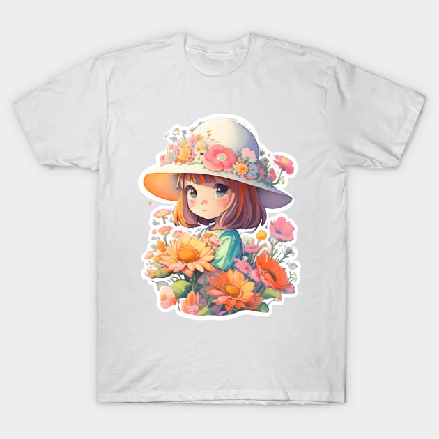 Cute girl wearing sunhat T-Shirt by Tee-It-Spot